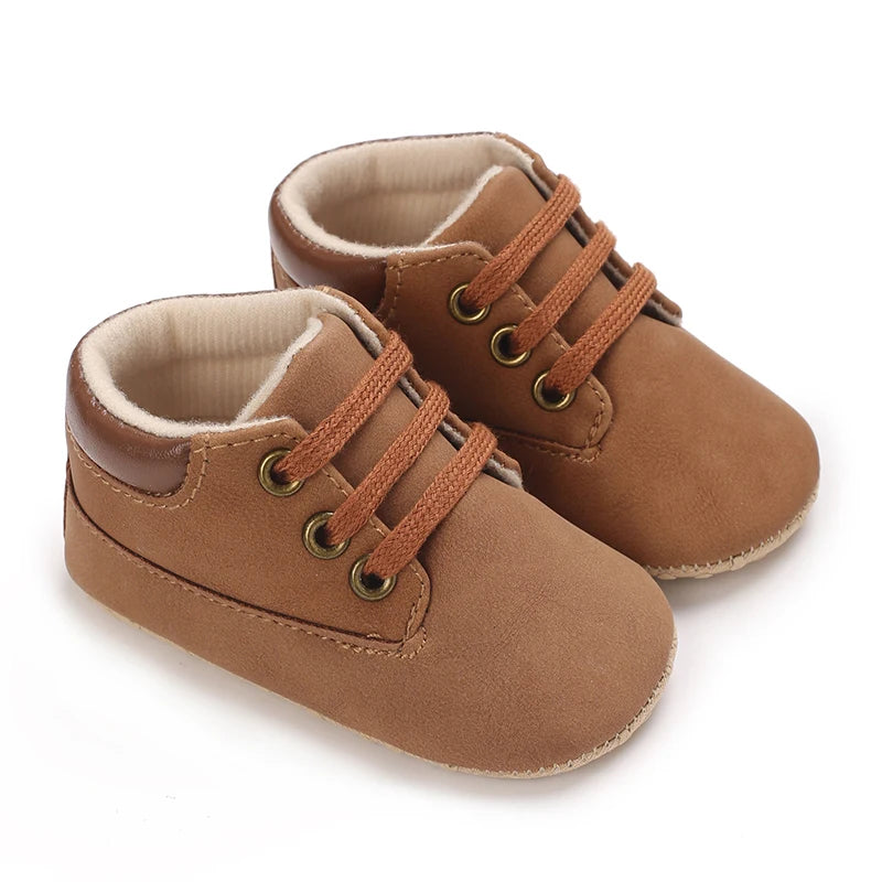 Baby Walking Shoes (0–18M) – Lace-Up Casual Flat Sneakers
