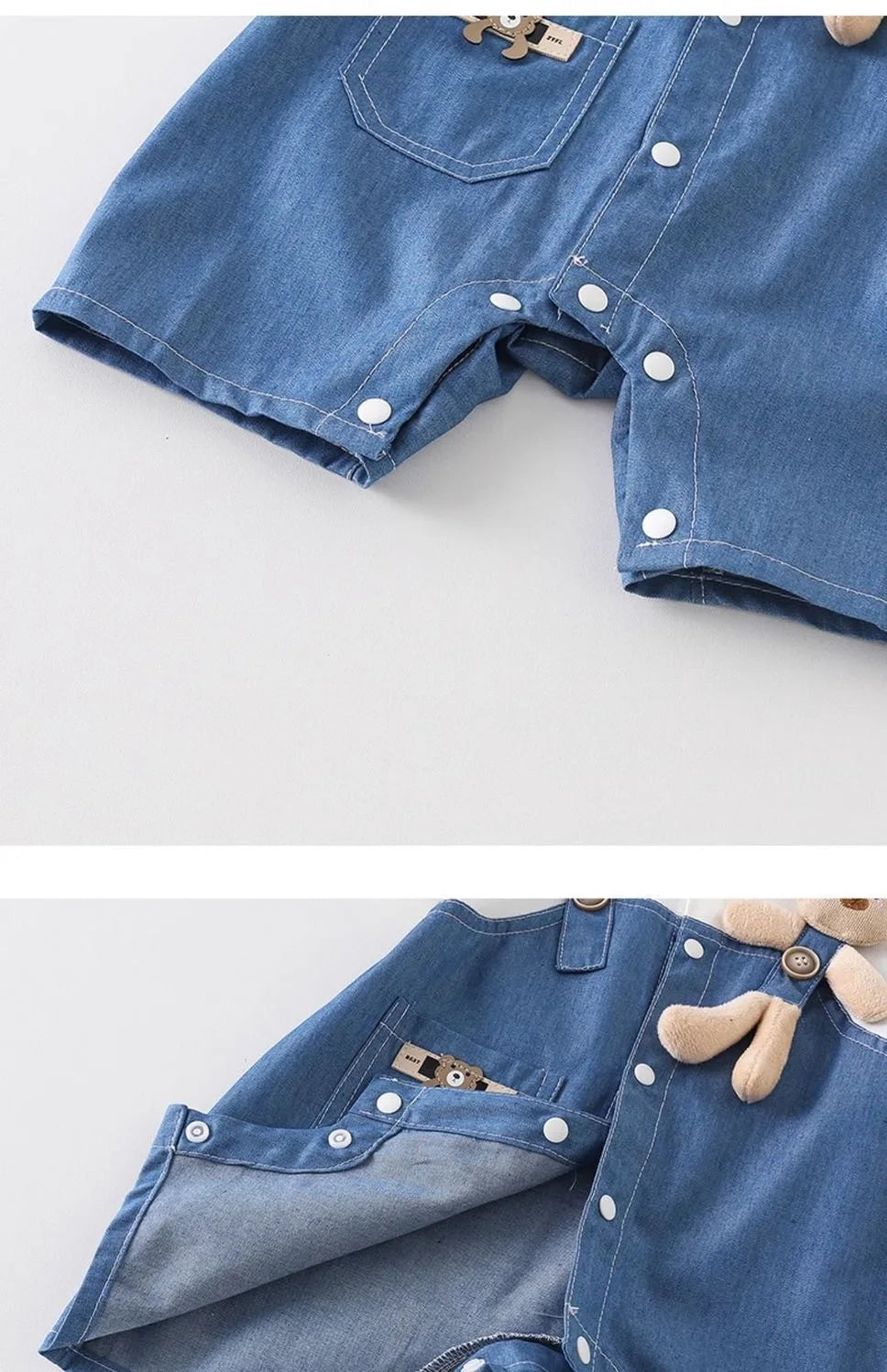 Baby Denim Bear Romper (0-24M)