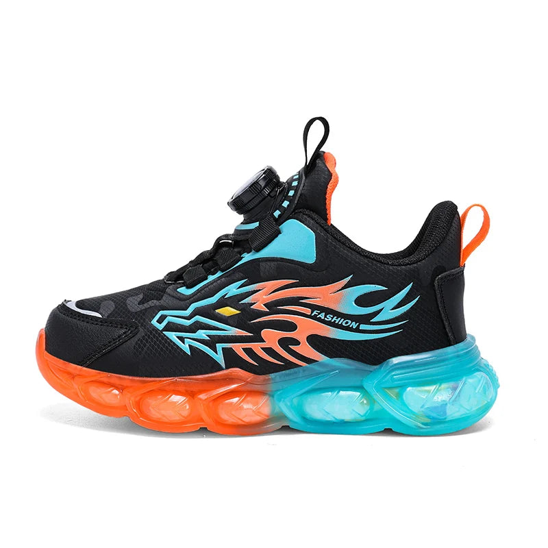 Kids Leather Sneakers – Lightweight Non-Slip Dragon Pattern Shoes (Size 28–39)