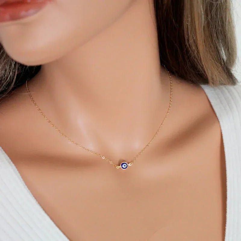 Simple Evil Eye Thin Pendant Women