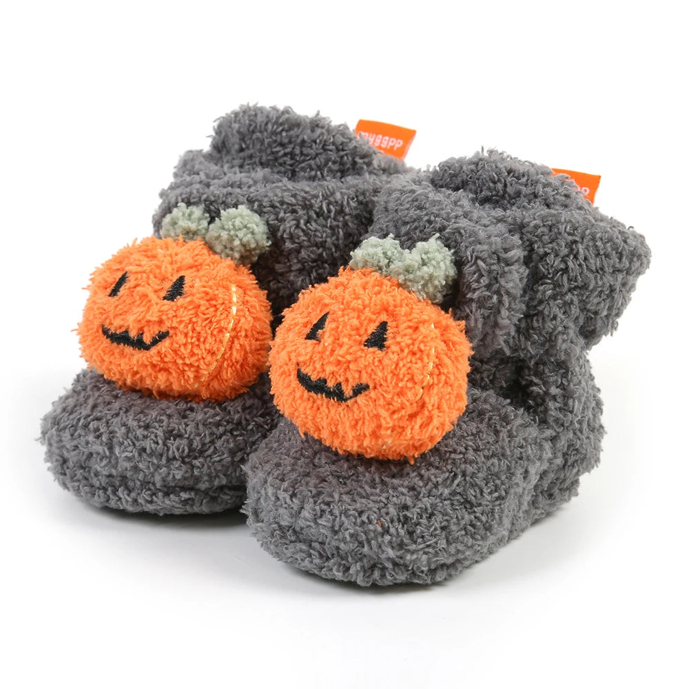 Baby Halloween Pumpkin Booties – Newborn First-Step Sock Shoes