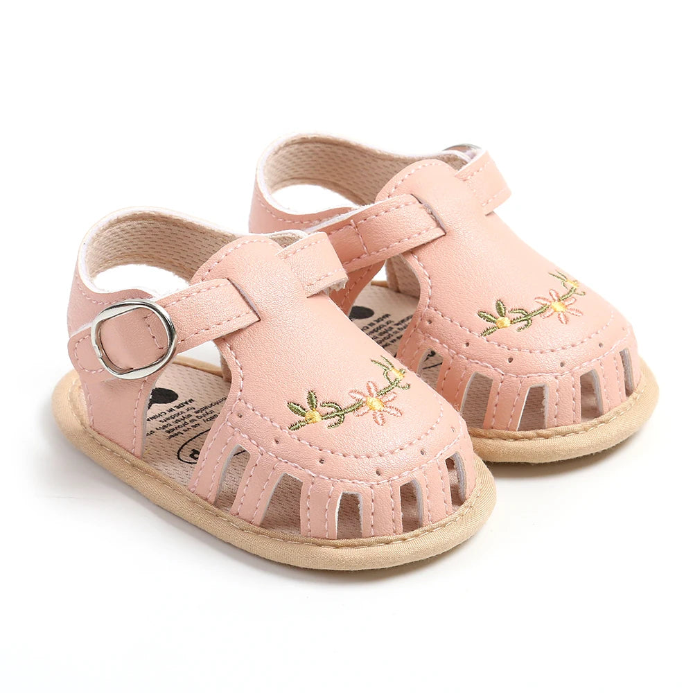 Baby Girl Summer Sandals – Breathable Lightweight Floral Wrap-Toe Shoes