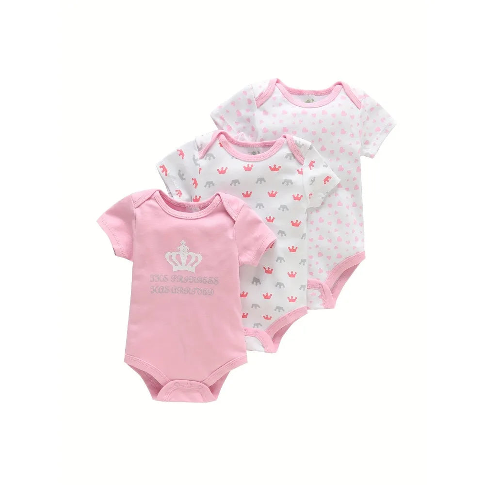 Infant Cotton Romper Set – 3PCS (0–12M)