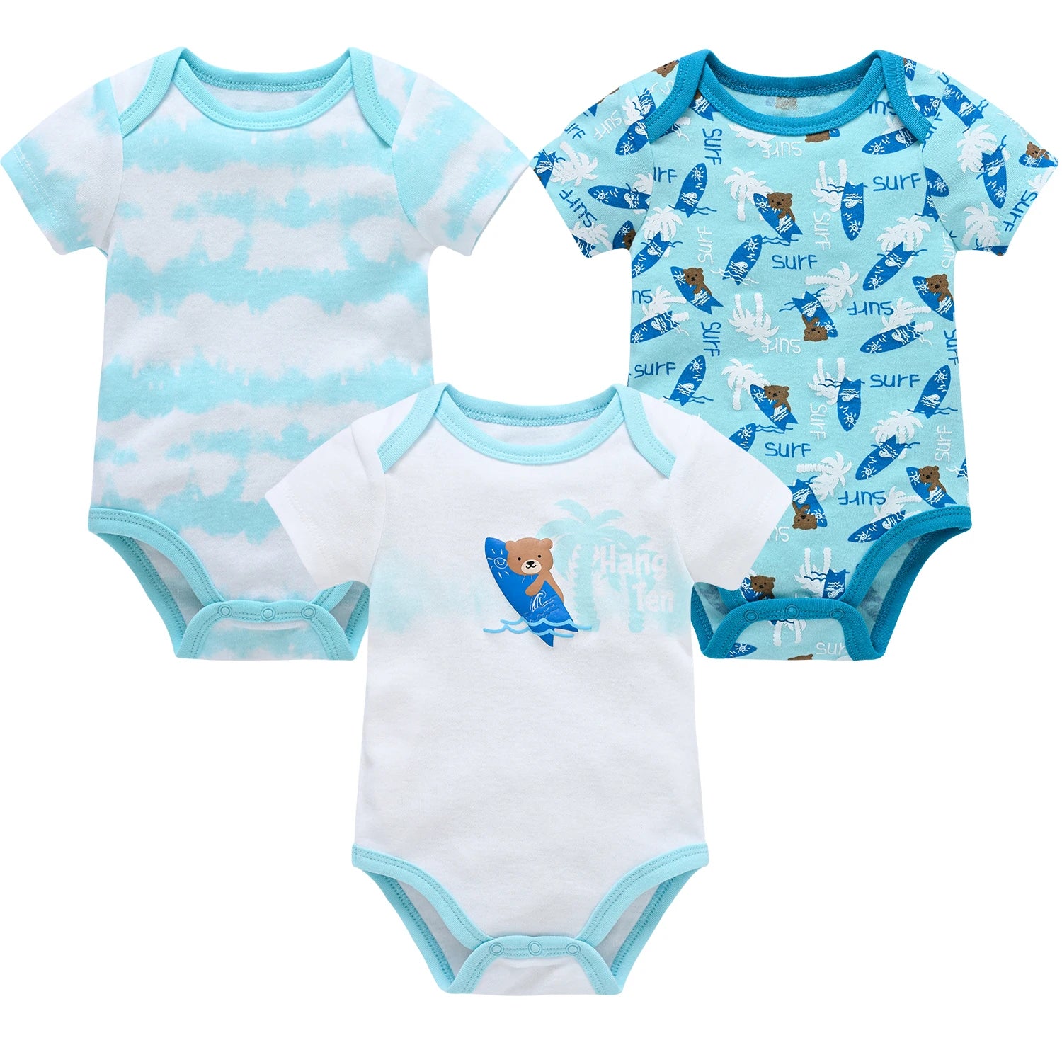 3/6PCS Baby Bodysuit Set, Cotton Short Sleeve 0–12M