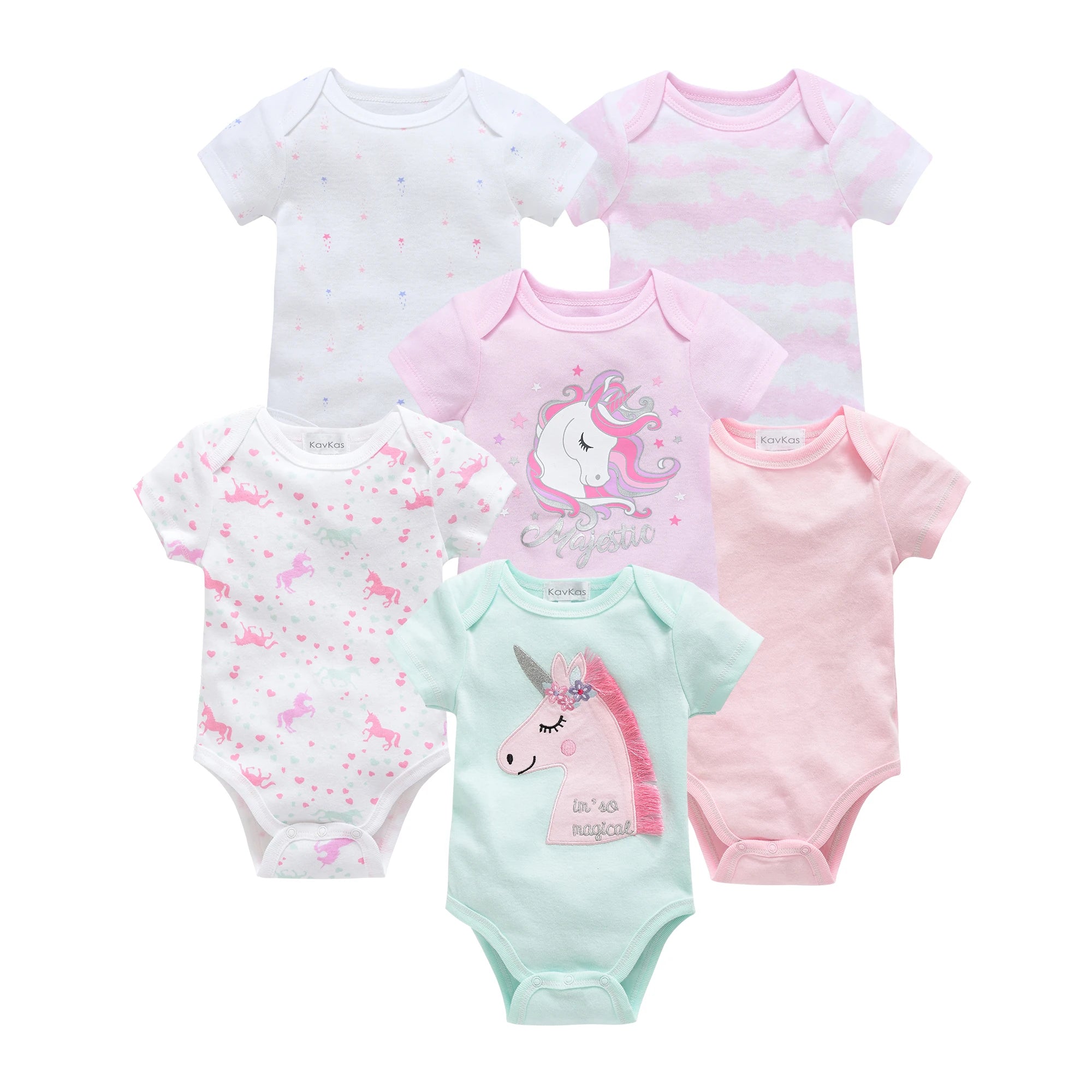 3/6PCS Baby Bodysuit Set, Cotton Short Sleeve 0–12M