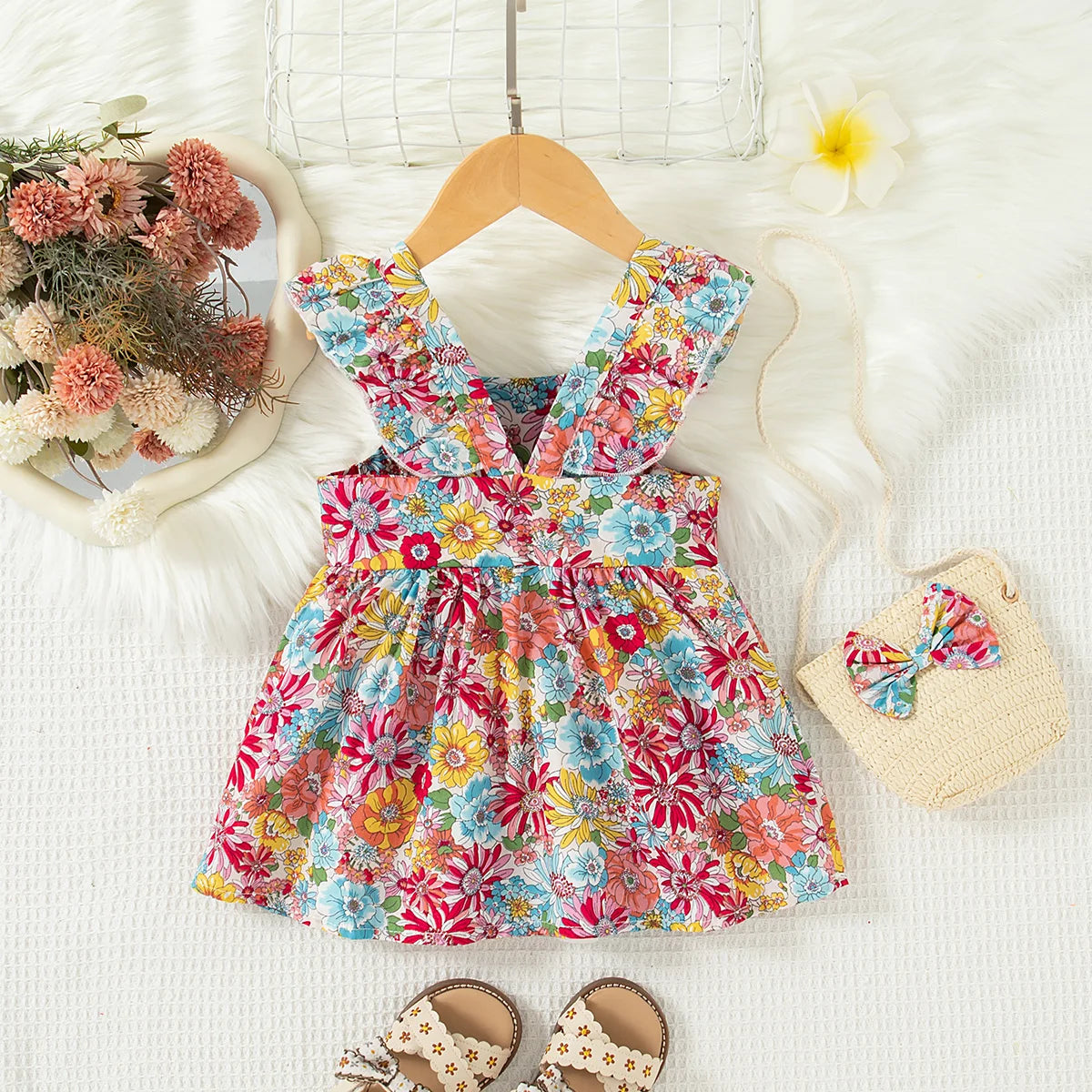 Infant Girls Cotton Fly Sleeve Dress
