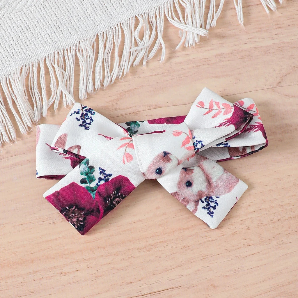 Jumpsuit & Rabbit Printed Shoulder Strap skirt & Headband Set for 0-18 M