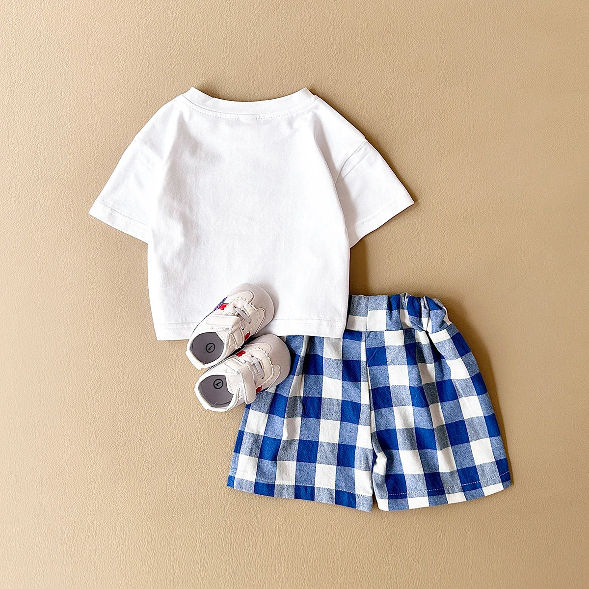 2PCS Baby Boys Girls Clothes Set T-shirt & Checkered Shorts 0-3Y
