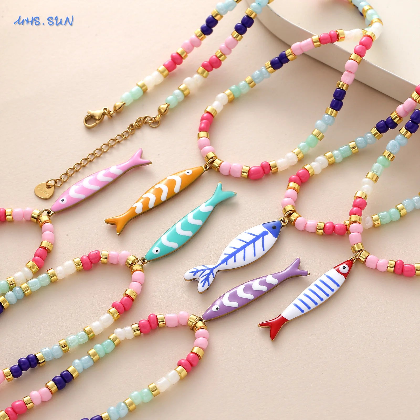 Enamel Fish Pendant Necklace