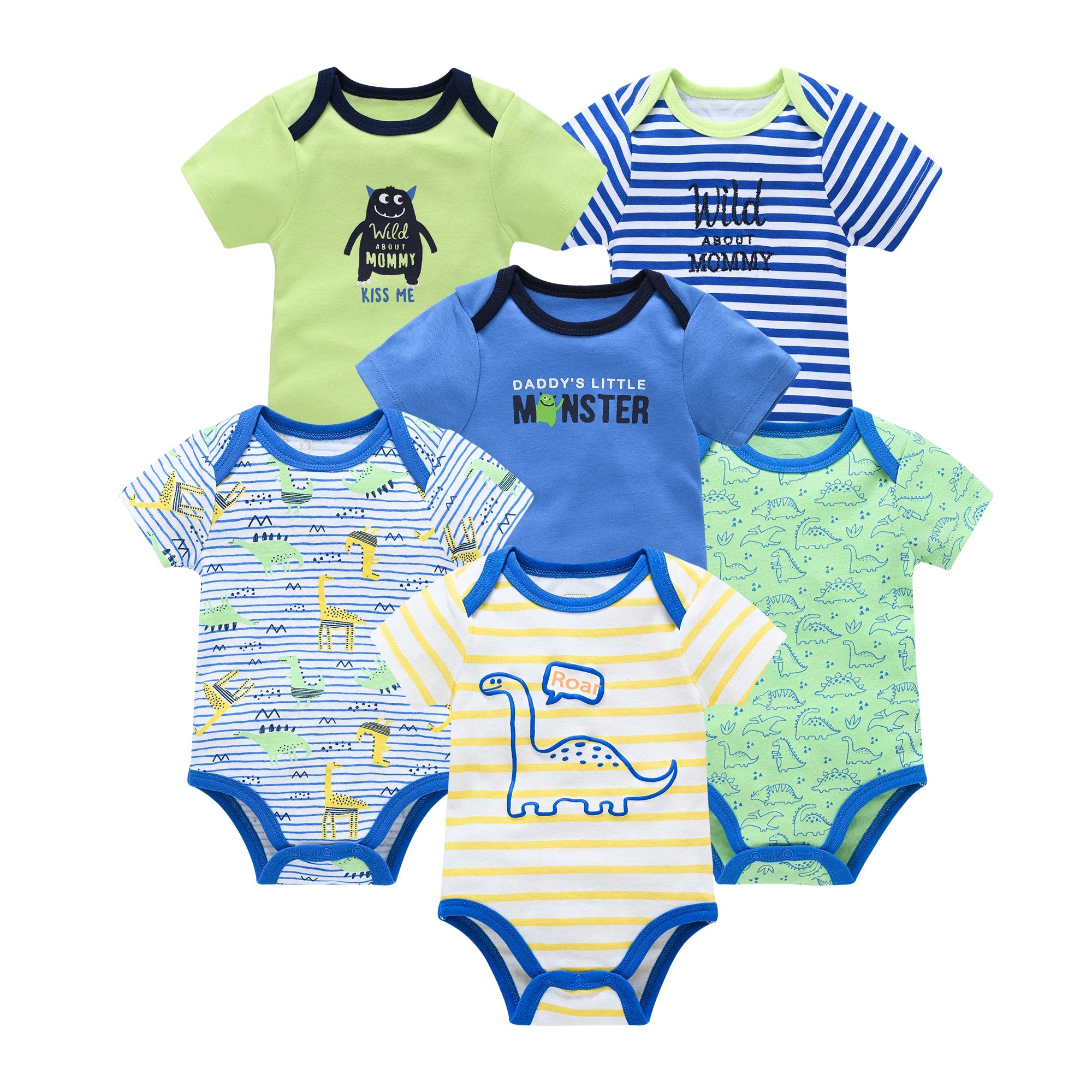 3/6PCS Baby Bodysuit Set, Cotton Short Sleeve 0–12M