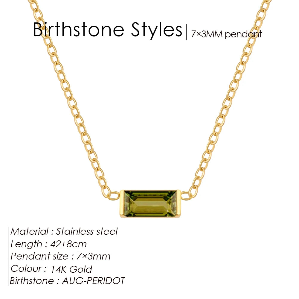 EManco Stainless Steel Colorful Birthstone Pendant