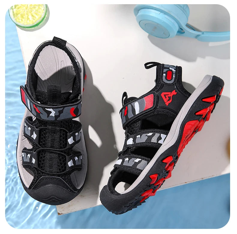 Kids’ Summer Water Sandals – Non-Slip Leather Shoes