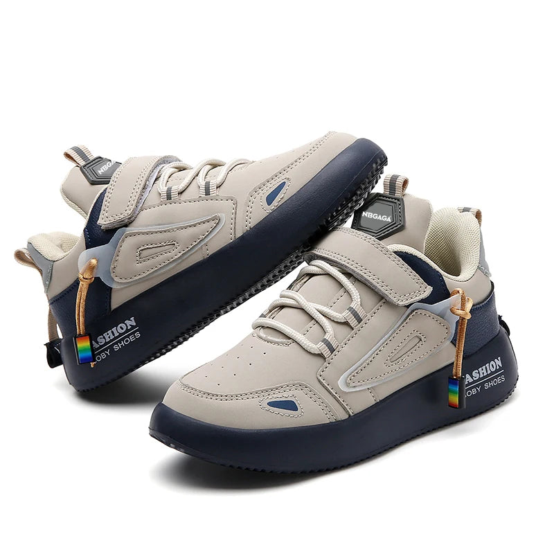 Kids’ Leather Sneakers – Casual, Non-Slip Running Shoes