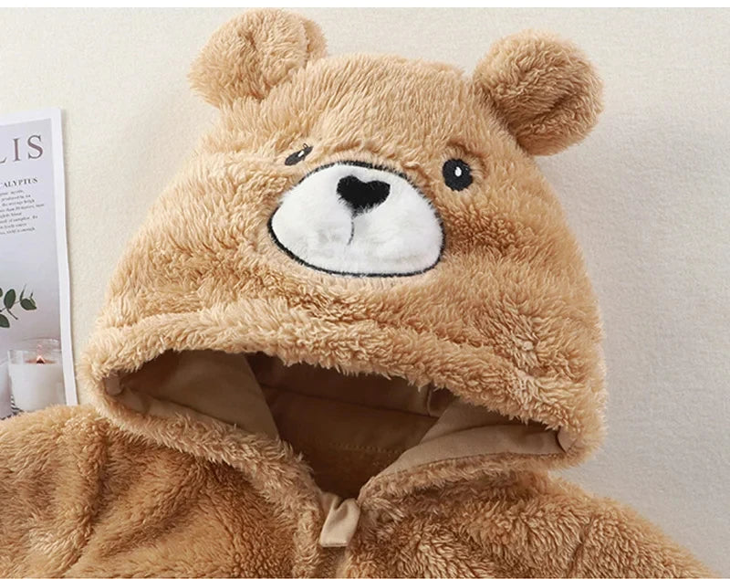 Baby Boys & Girls Winter Romper, Fleece Hooded Onesie