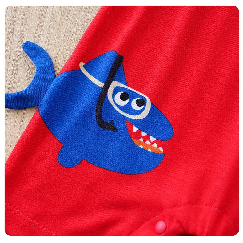 Newborn Clothes Cute Cartoon 3d Shark Print Strap