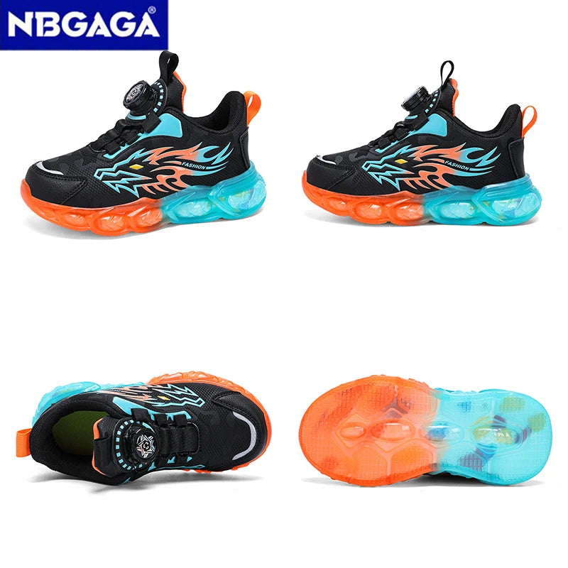 Kids Leather Sneakers – Lightweight Non-Slip Dragon Pattern Shoes (Size 28–39)