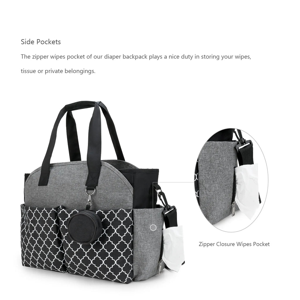 Diaper Bag Tote – Waterproof, Portable Baby Changing Bag with Shoulder Strap for Moms