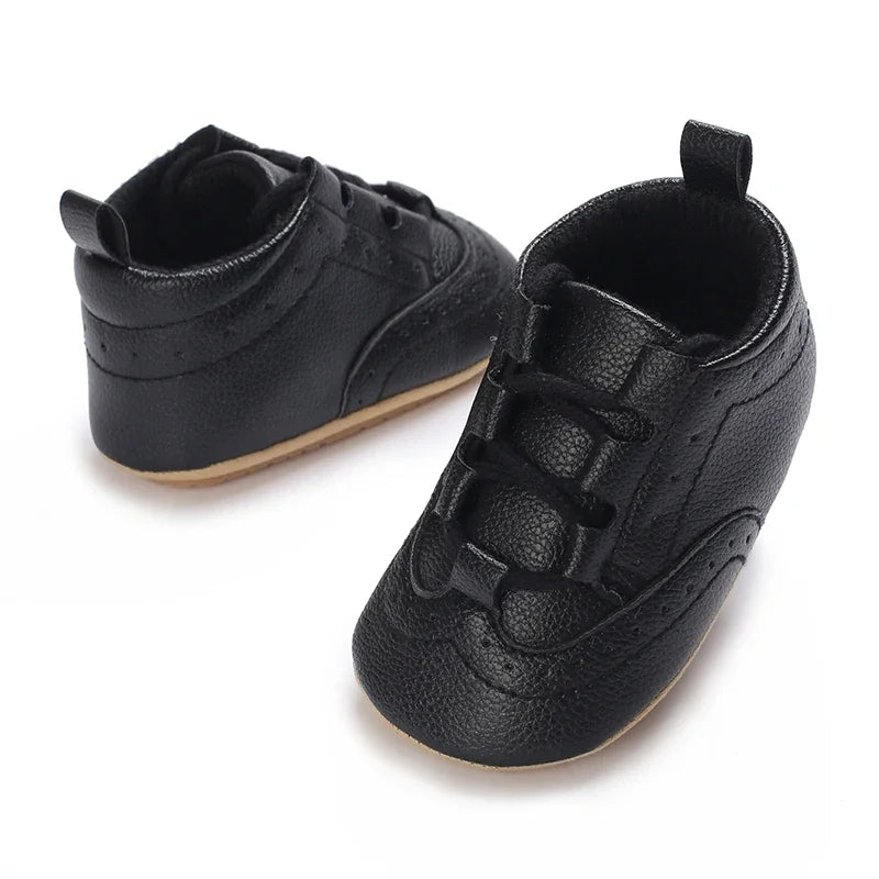 Baby Boys’ Moccasins – White Soft-Sole Non-Slip First-Step Shoes