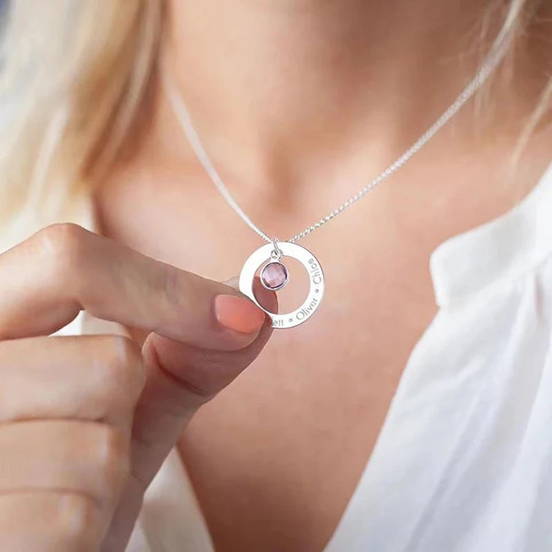Custom Engraved Name Hollow Ring Pendant