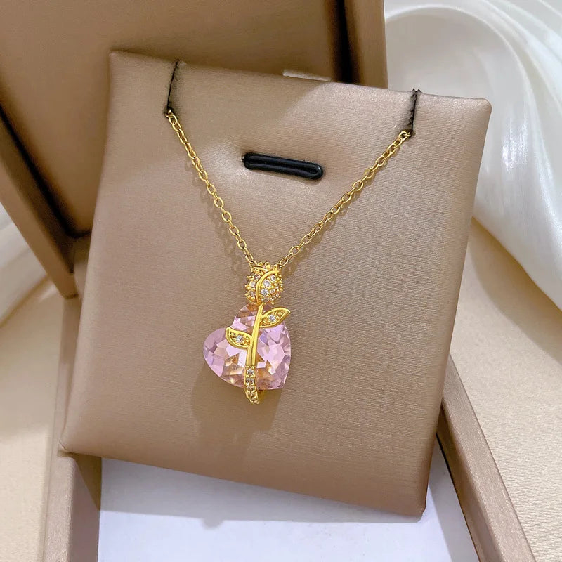 Eilieck Stainless Steel Zircon Necklace