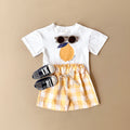 2PCS Baby Boys Girls Clothes Set T-shirt & Checkered Shorts 0-3Y