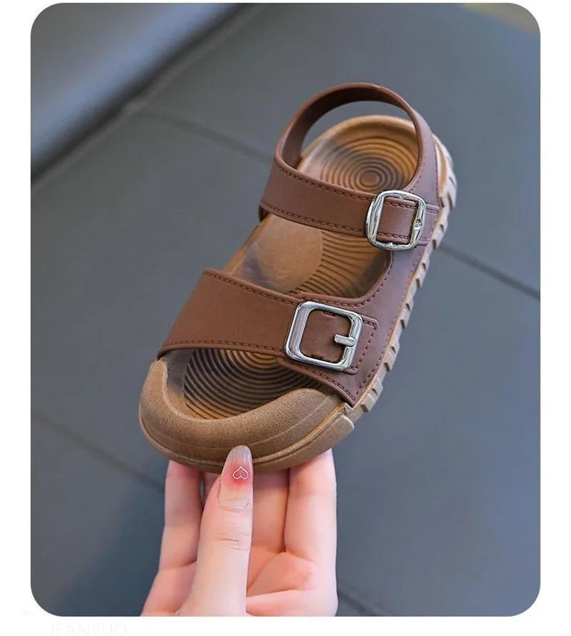 Kids’ Summer Sandals – Soft, Anti-Kick, Solid Color