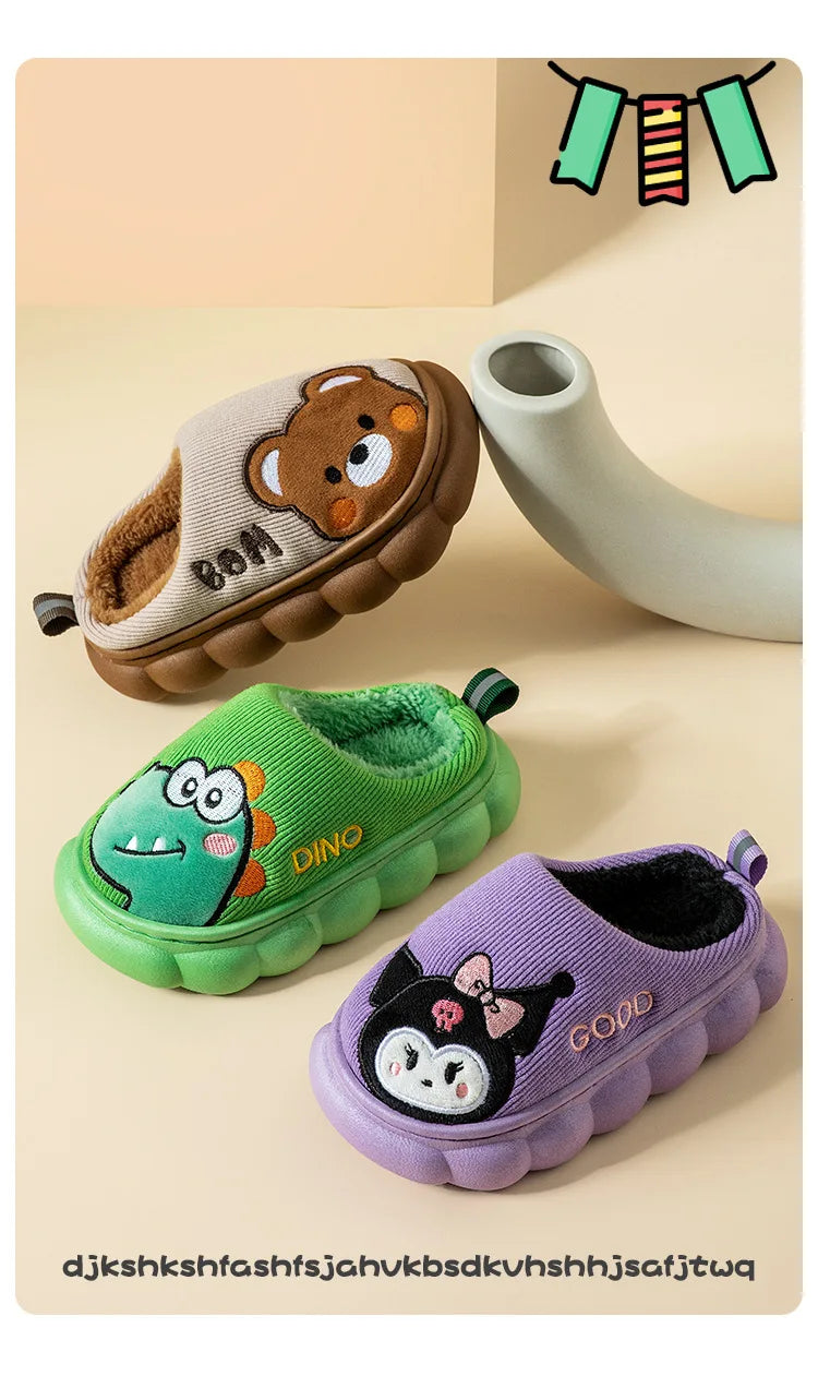 Kids’ Cotton Slippers – Warm, Anti-Slip Cartoon Plush Shoes