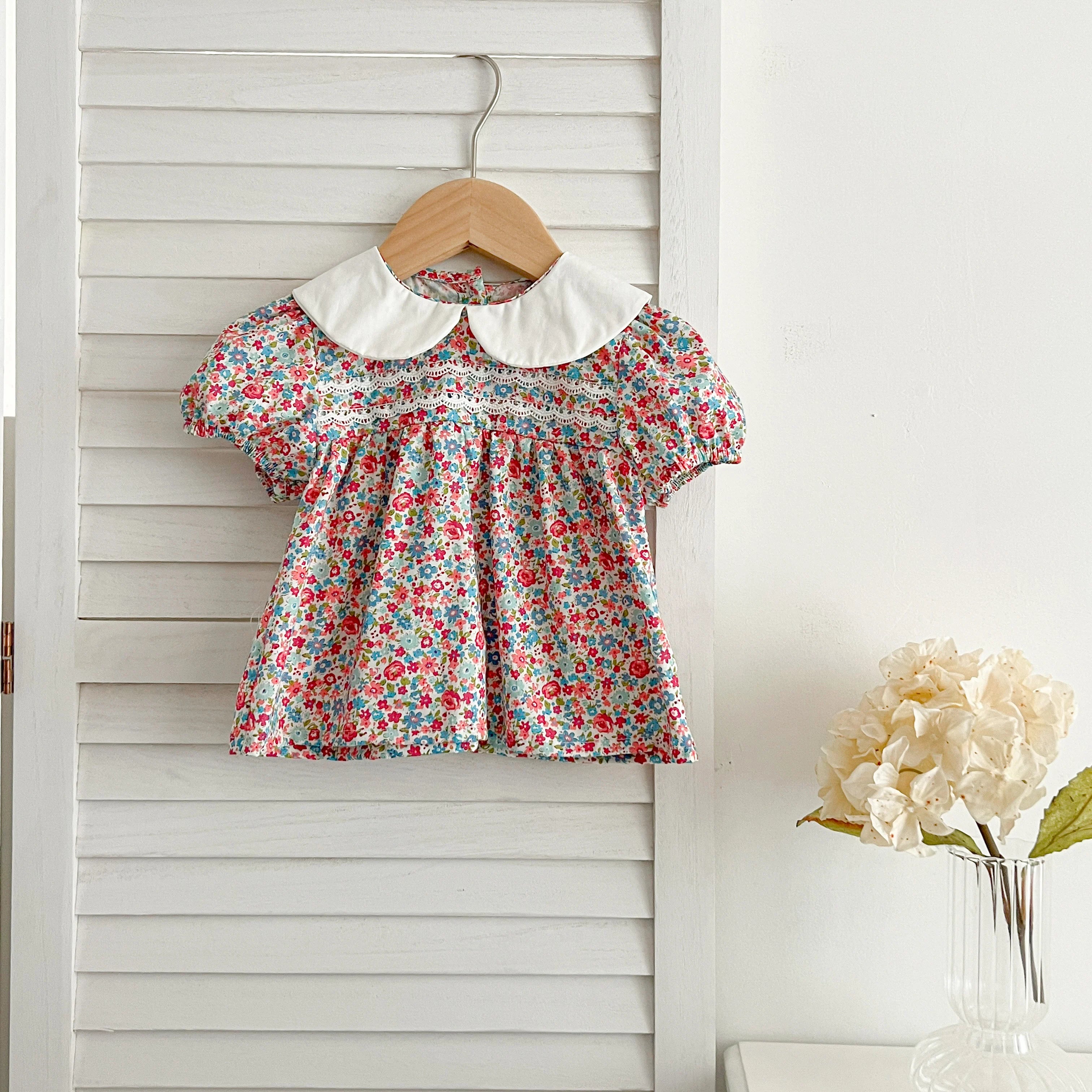 Baby Girl Cherry Floral Outfit – Summer (0–12M)