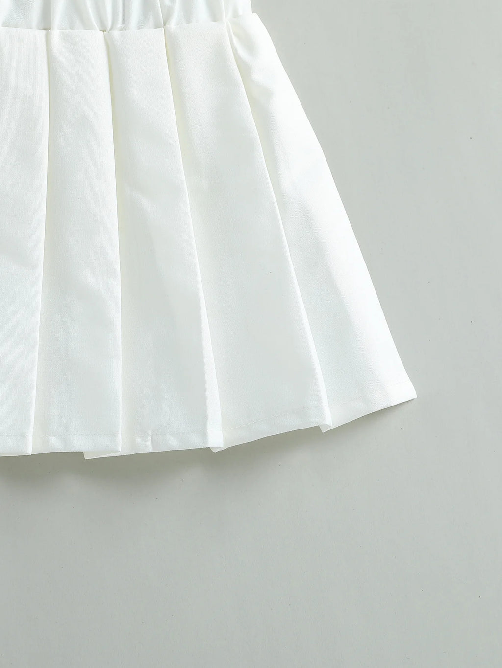 Shawl & Solid Pleated Skirt Casual 3Piece Set