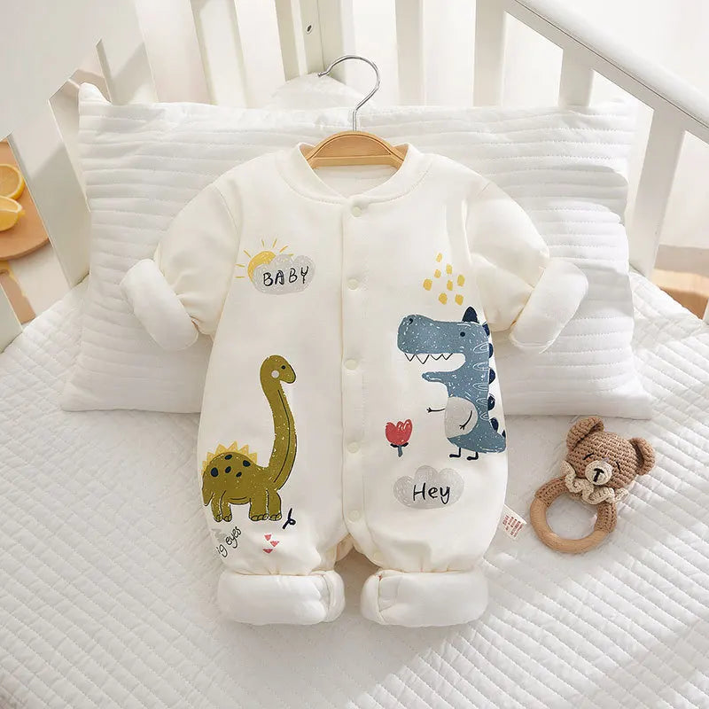 Cute Printed Baby Onesie, Thick Cotton Winter Outfit
