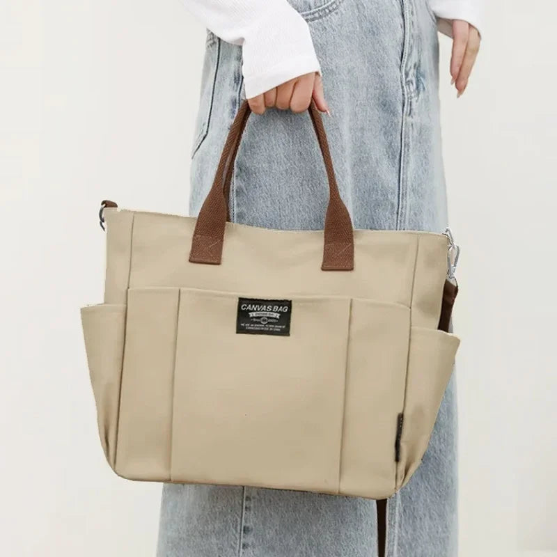 Canvas Ladies Commuter Bag – Horizontal Shoulder Tote for Students