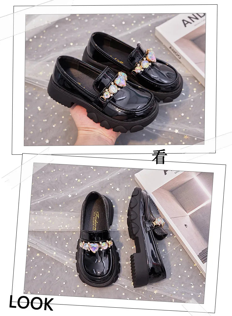 Girls’ Leather Princess Shoes – Low-Heeled Wedding Shoes