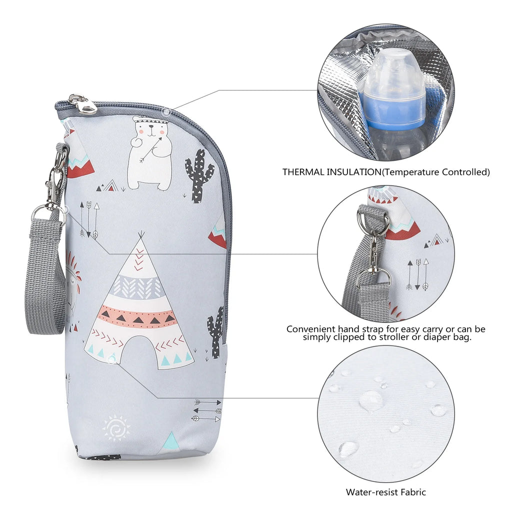Portable Baby Feeding Bottle Bag – Aluminum Insulation, Stroller Hanging