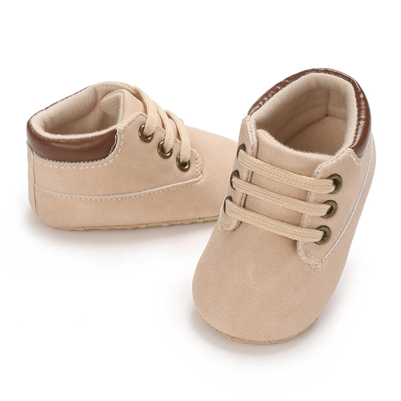 Baby Walking Shoes (0–18M) – Lace-Up Casual Flat Sneakers