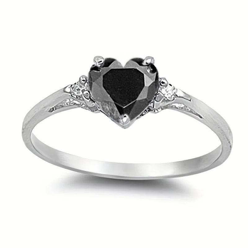 Huitan Chic Multiple Colored Heart CZ Ring Women Graceful Lady Fashion Delicate Love Jewelry for Engagement Wedding Band Gift
