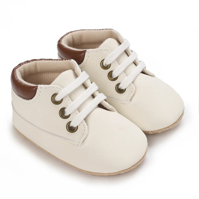 Baby Walking Shoes (0–18M) – Lace-Up Casual Flat Sneakers