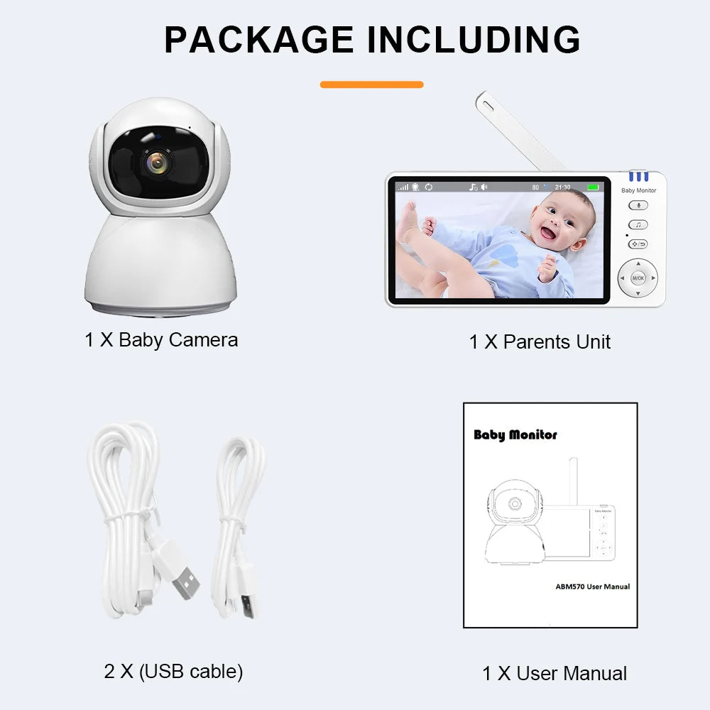 5" 720P HD Baby Monitor – Pan/Tilt, Night Vision & 2-Way Audio
