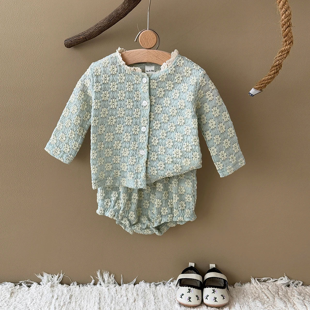 Breathable Long Sleeve Top & Shorts Baby 2Pcs Set