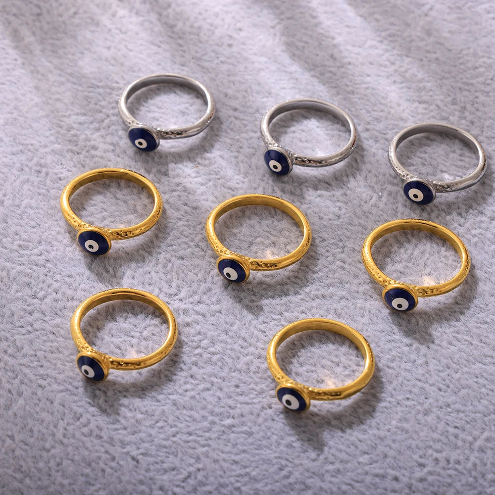 Simple Eye of eveil Stainless Steel Rings For Women Gold Plated Waterproof Finger Ring Charm Luxury Jewelry Gift Wholesale