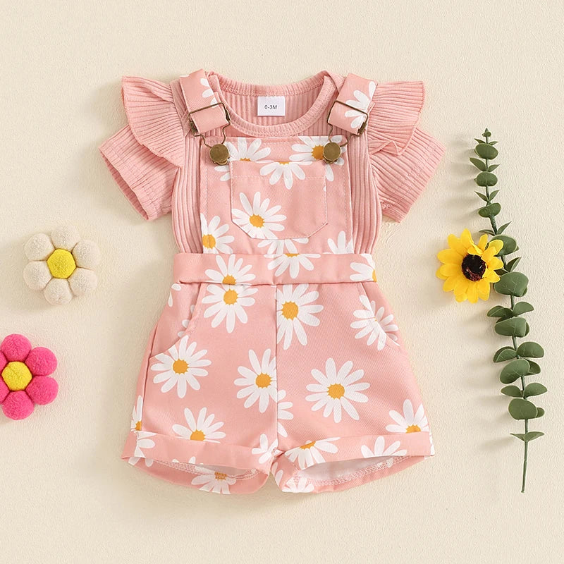 Cute Baby Girl Romper & Shorts Set (0–18M)