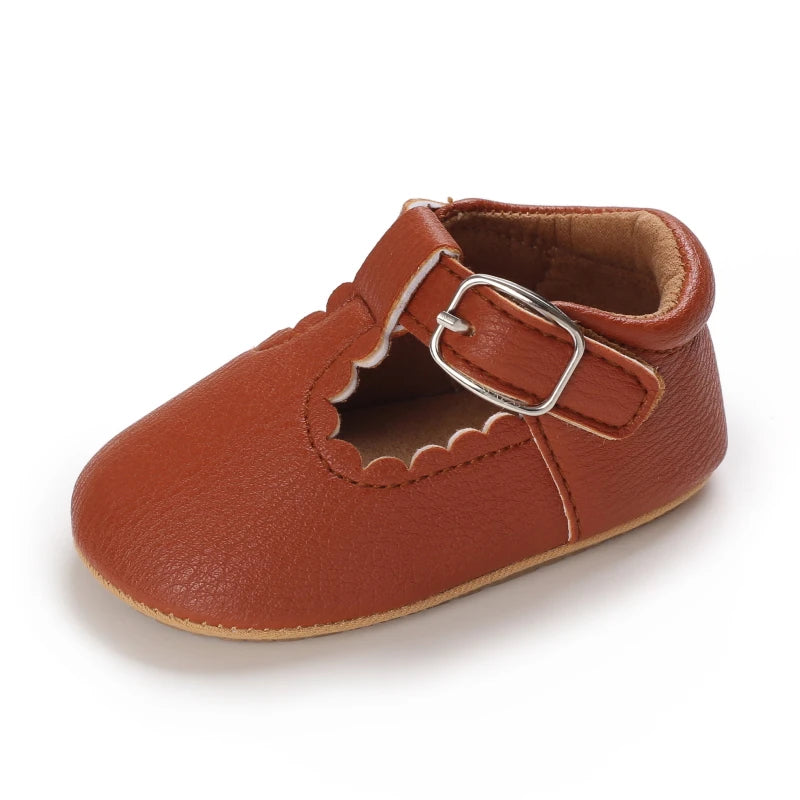 Baby Stripe Leather Shoes – Multicolor Non-Slip First Walkers