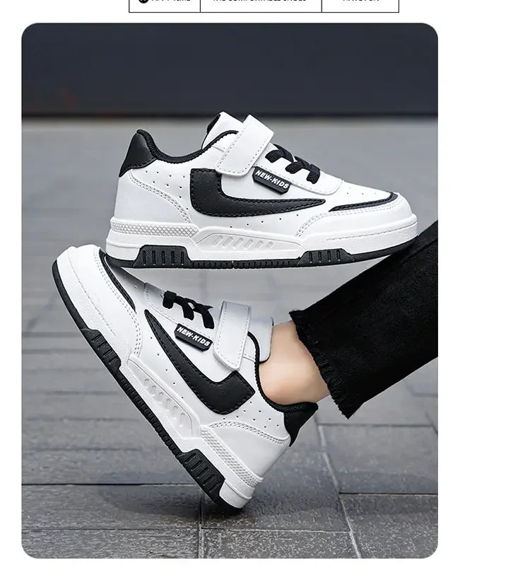 Kids’ Running Sneakers – Leather & Mesh, Non-Slip Shoes