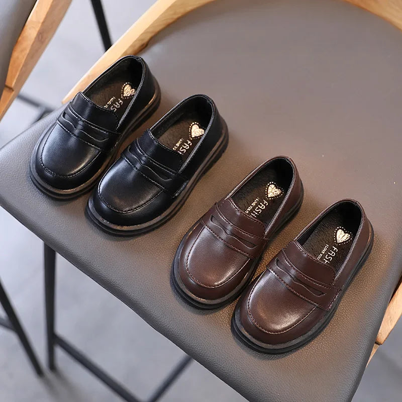 Kids’ Leather Loafers – Slip-On School & Party Shoes (21–36)
