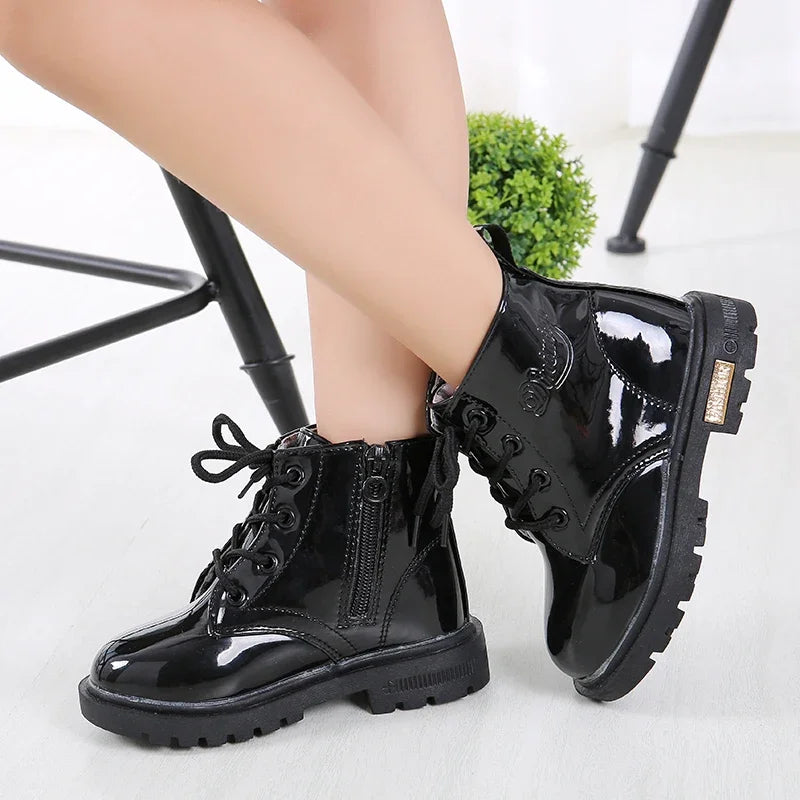Girls’ PU Leather Winter Boots