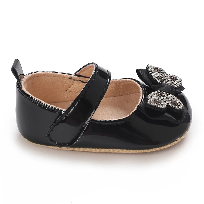 Infant & Toddler Mary Jane Shoes – Bow Faux Leather Flats with Easy Fasten