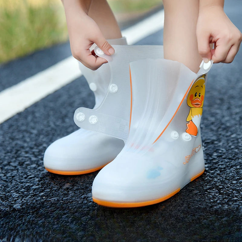 Kids’ Waterproof Rain Boots – Cartoon Animal Flat Shoes