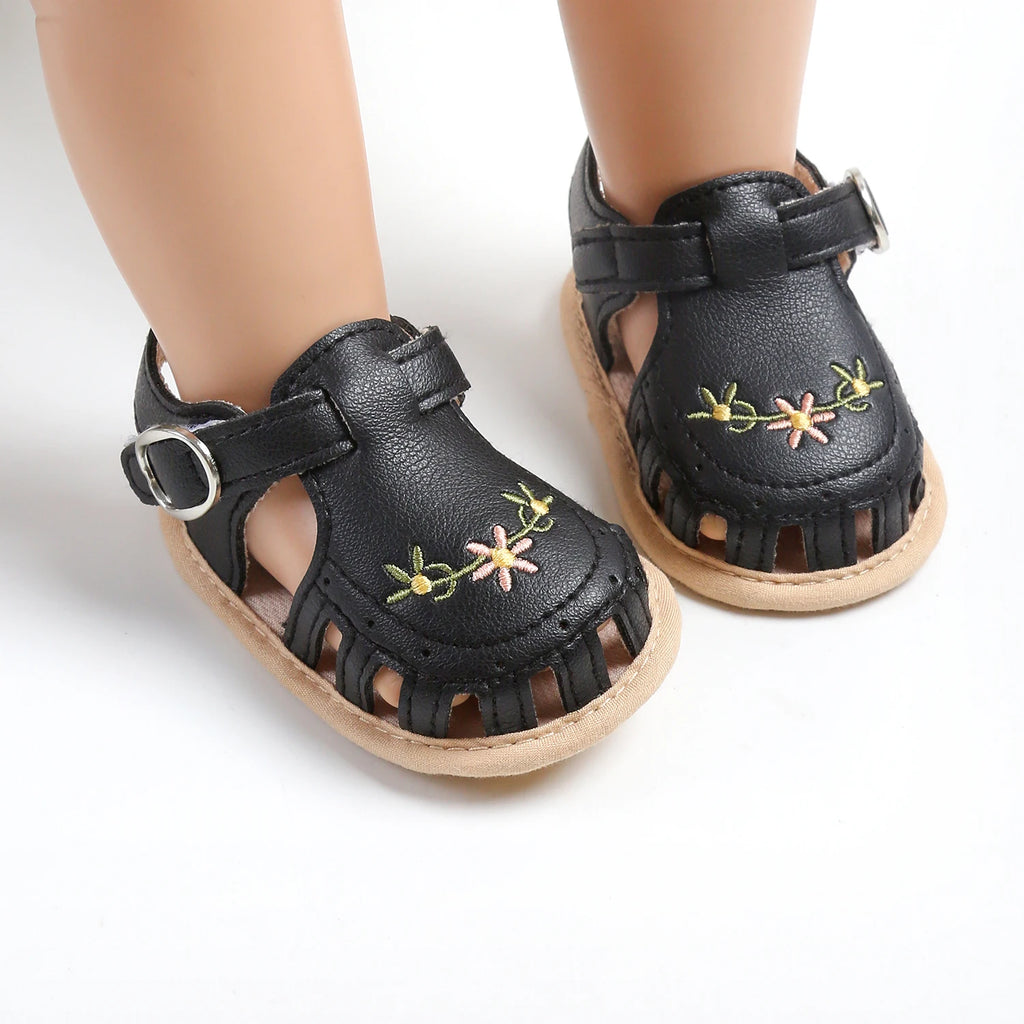 Baby Girl Summer Sandals – Breathable Lightweight Floral Wrap-Toe Shoes