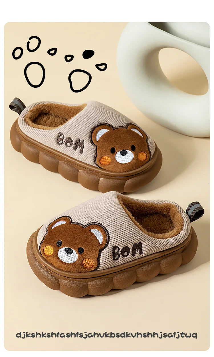 Kids’ Cotton Slippers – Warm, Anti-Slip Cartoon Plush Shoes