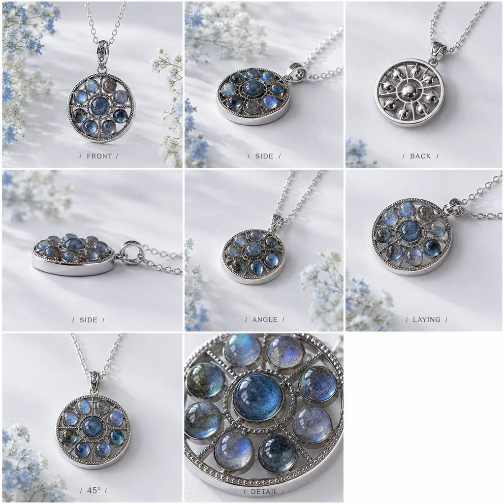 ITSMOS Mystical Labradorite Compass Pendant