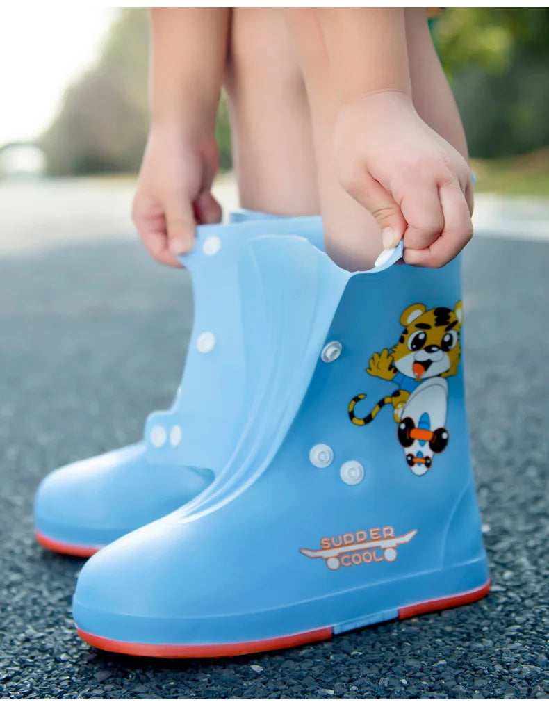 Kids’ Waterproof Rain Boots – Cartoon Animal Flat Shoes